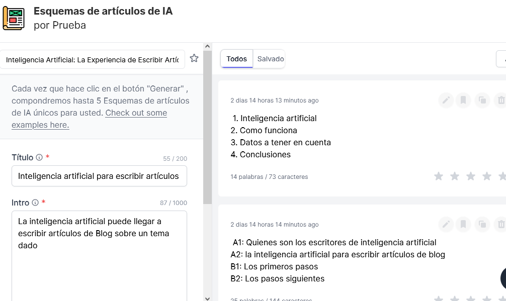 tabla de contenido con inteligencia artificial para escribir