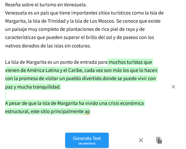 probando como inferkit puede escribir sobre la Isla Margarita