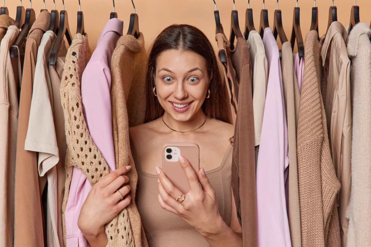 Woman in her clothes closet