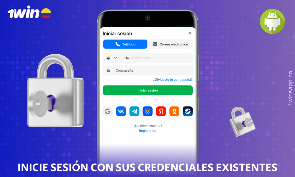 Inicie sesión en su cuenta en la aplicación 1win Colombia para Android