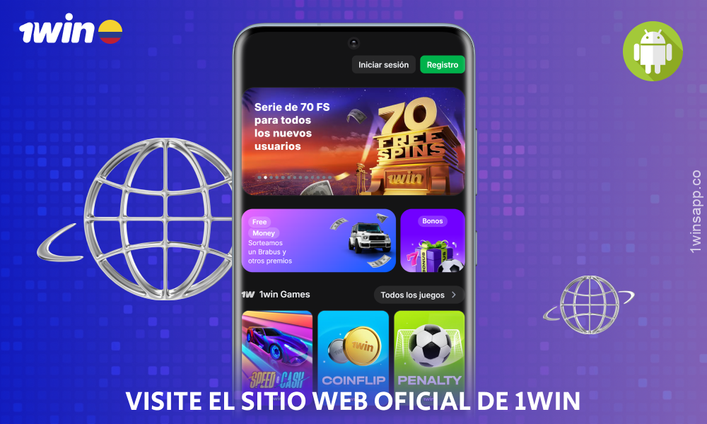 Visite el sitio web oficial de 1win Colombia para descargar la aplicación para Android